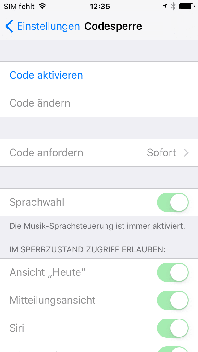 Code-Sperre