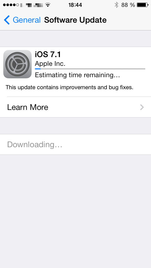 iOS 7.1 auf einem iPhone 5s.