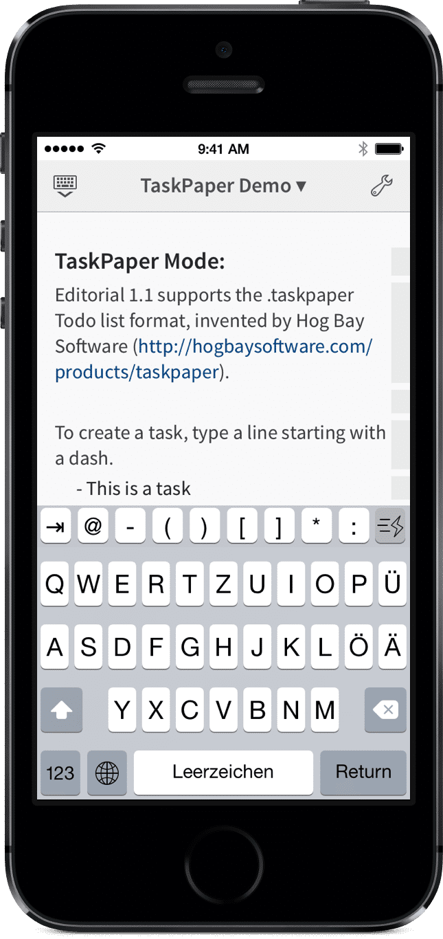 Editorial schafft mit Version 1.1 den Sprung auf das iPhone und bringt Unterstützung für das taskpaper-Format mit.