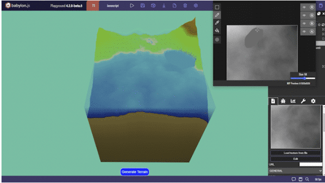 Screenshot des Texture Inspector im 3D-Framework Babylon.js 4.2 von Microsoft
