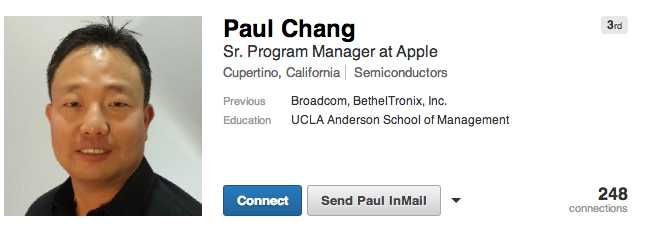 LinkedIn-Auszug von Paul Chang.
