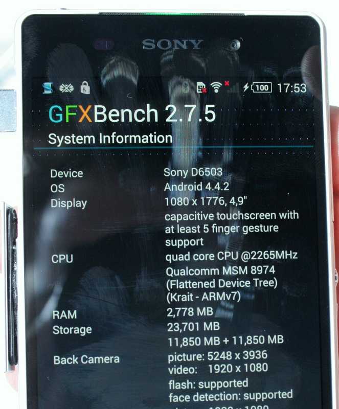 Laut Spezifikation sollte im Sony Xperia Z2 der neue Snapdragon 801 stecken, gefunden haben wir jedoch seinen Vorgänger.