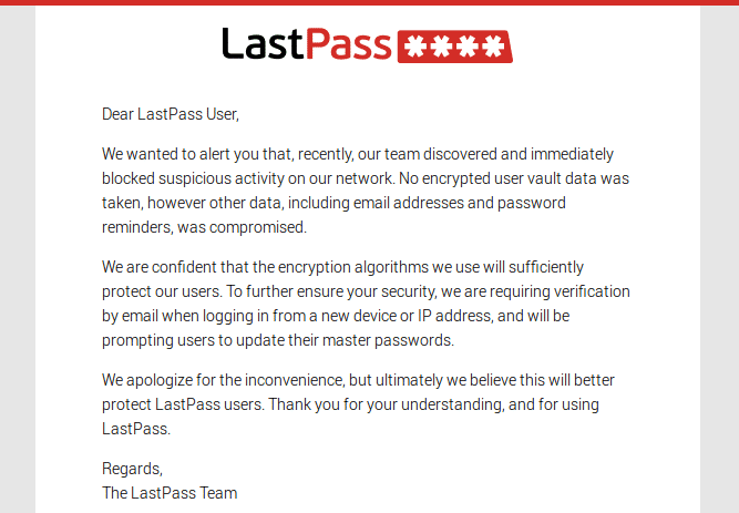 LastPass hat seine Nutzer bereits per E-Mail informiert