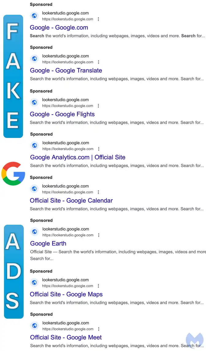 Collage der imitierten Google-Dienste