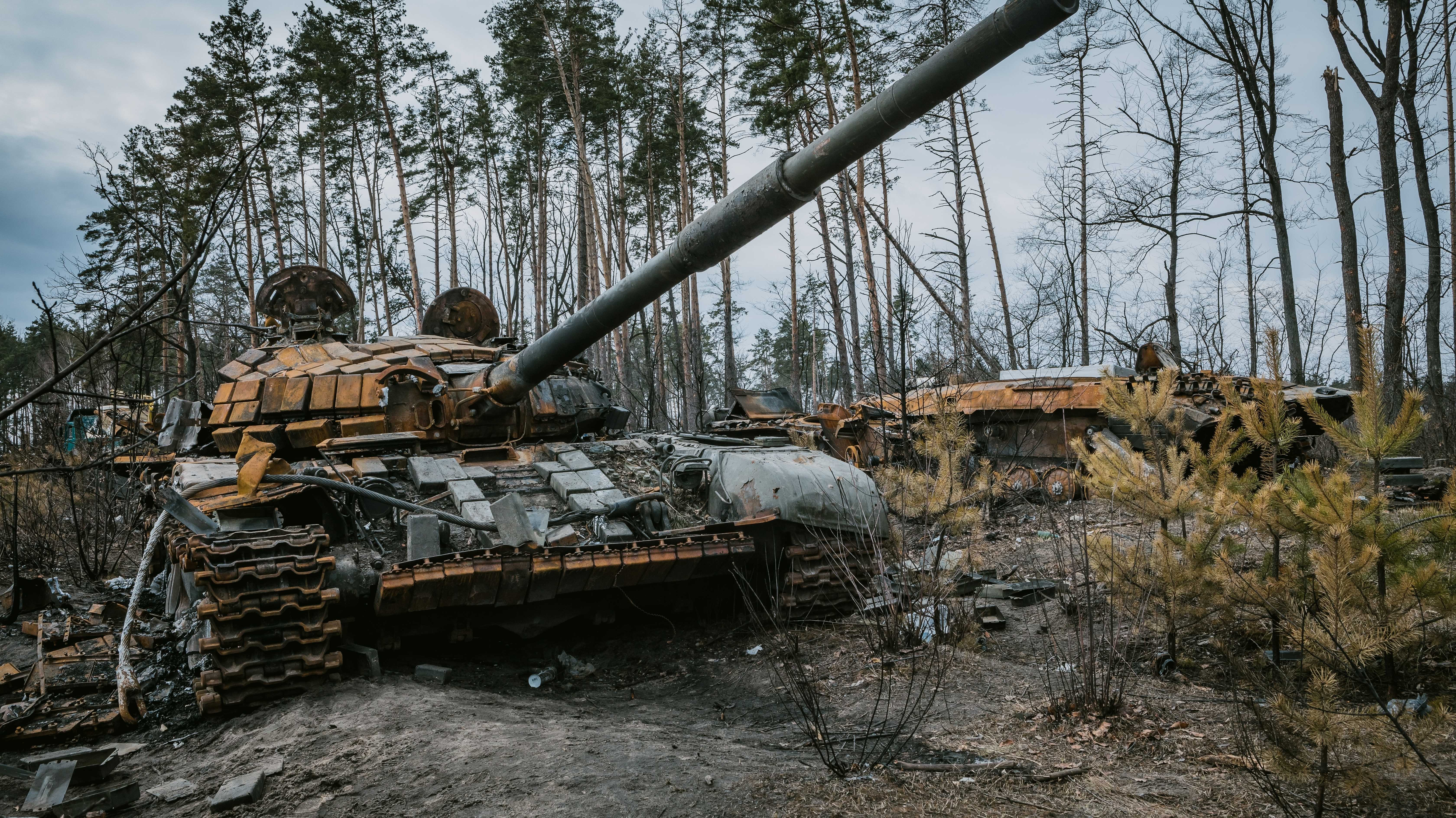 Zerstörter russischer Panzer im Ukraine-Krieg