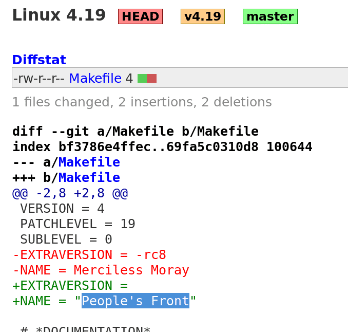Linux 4.19 hat zum Erscheinen den Codenamen &quot;People's Front&quot; erhalten.