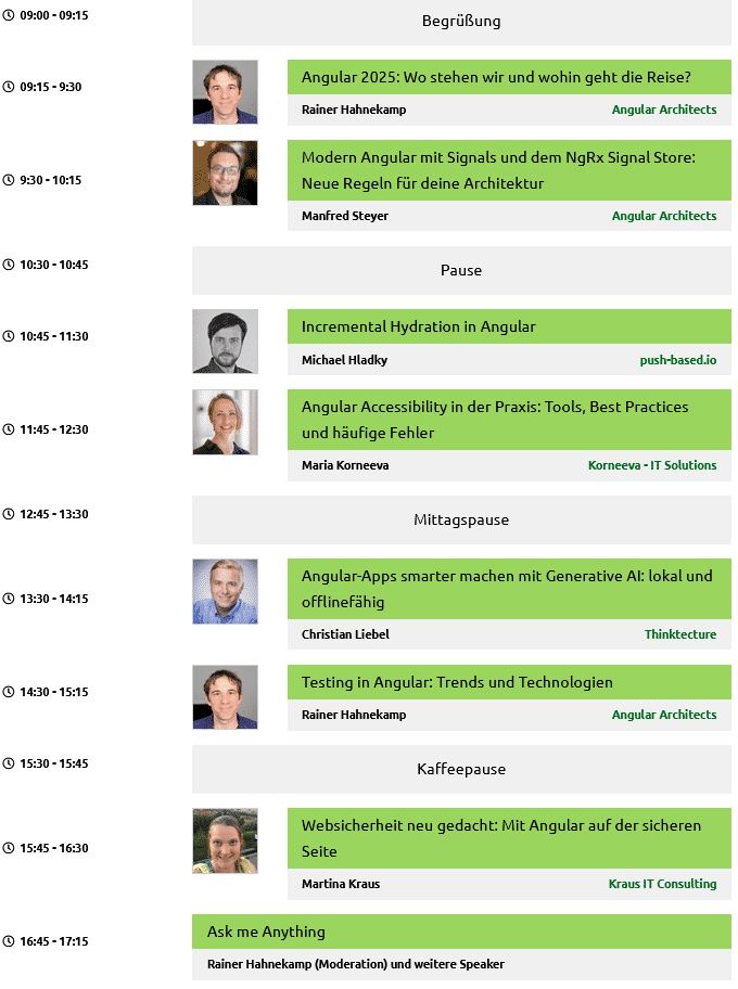 Screenshot Programm enterJS Advanced Angular Day 1. Juli 2025