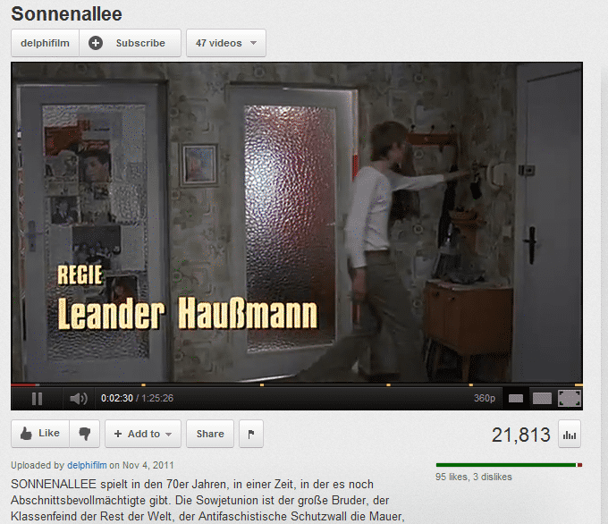 Nach kurzer Pause gings auch auf Youtube weiter: &quot;Sonnenallee&quot; von Leander Haußmann