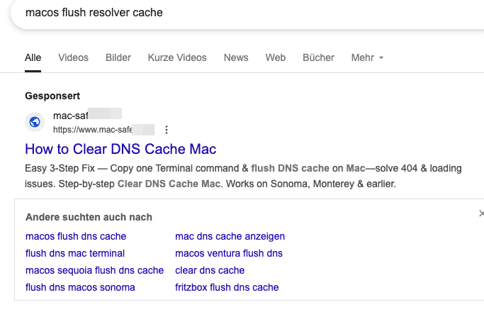Google-Suche liefert Werbung auf Malware-Seite