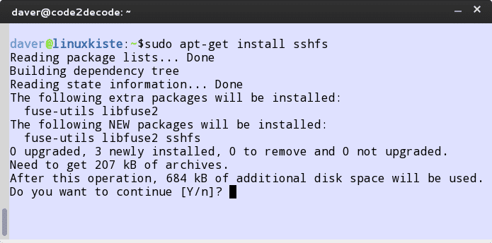 Installation von sshfs und allen benötigten Paketen unter Debian.