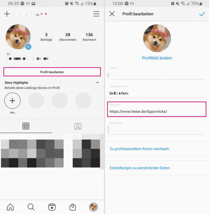 Instagram Link in Story einfügen heise online
