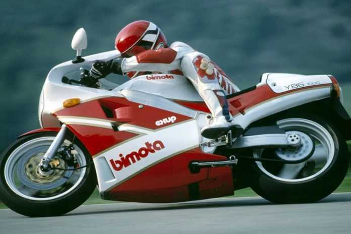 In den 1980er Jahren war Bimota noch sehr erfolgreich, als sie japanische Motoren in italienische Fahrwerke pflanzten. Hier die Bimota YB6 mit einem Yamaha-Motor.