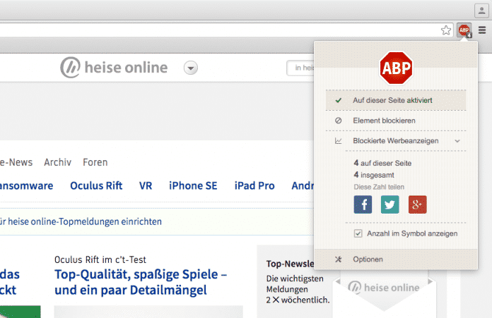 Adblock Plus in Chrome
