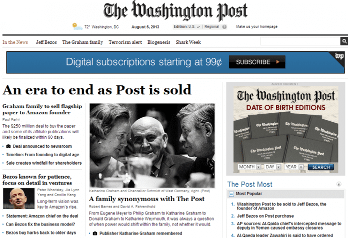 &quot;Eine Ära geht zu Ende&quot; titelt die Washington Post selbst über den Verkauf der Zeitung.