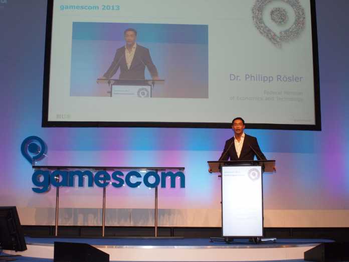 Rösler zur GamesCOM-Eröffnung: Die Spiele-Branche sei neben den eigenen Umsätze auch für den Ausbau der Infrastruktur entscheidend