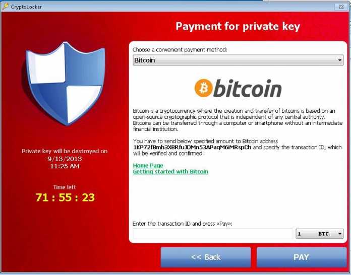 CryptoLocker erlaubt den Opfern das Zahlen mit Bitcoins