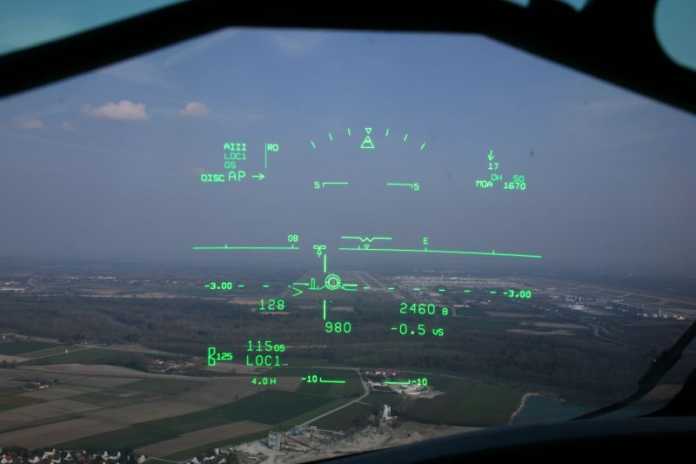 Der Pilot kann seine Augen auf der Landebahn halten - Informationen über Geschwindigkeit und Flughöhe erscheinen in der Umgebung (Abb. 1)