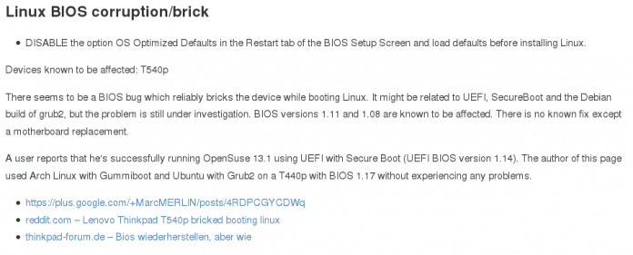 Linux-Anwender sammeln Informationen zum UEFI-Brick-Problem der Haswell-Thinkpads.