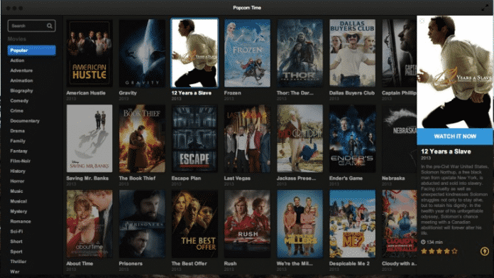 Popcorn Time sah aus wie Netflix oder ein anderes VoD-Angebot, speiste sich allerdings aus Torrents.
