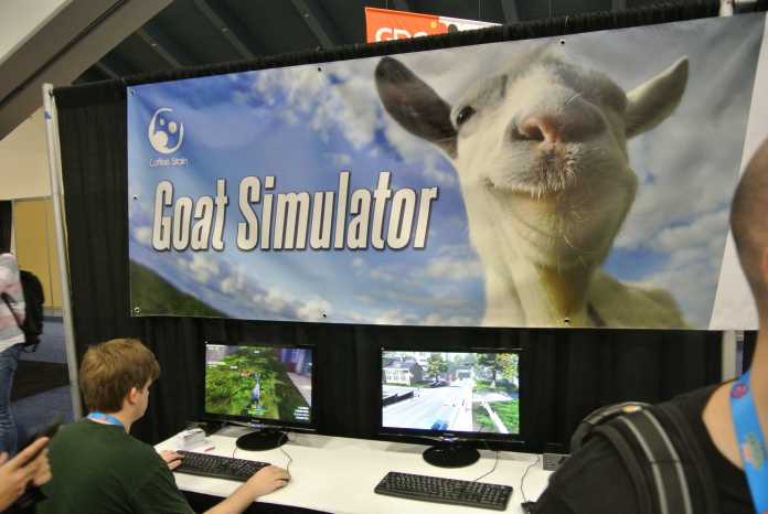 Auf der GDC überraschten die Schweden mit einem eigenen Stand, an dem man den Goat Simulator schon mal ausprobieren konnte.