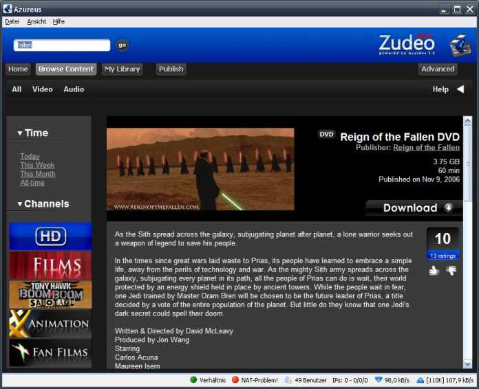 Zudeo.com Beta powered by Azureus 3.0