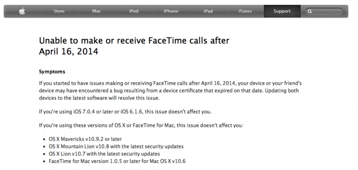 Wenn FaceTime nicht mehr funktioniert, hilft nur noch die Aktualisierung
