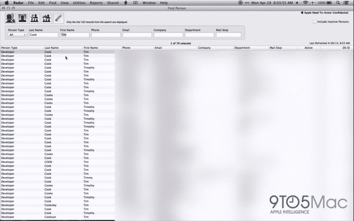 In der Datenbank gab es auch viele Tim Cooks. Ob der Apple-Chef dabei war?
