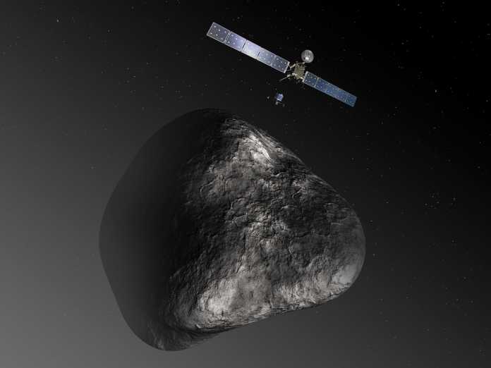 Künstlerische Darstellung von Rosetta, Philae und dem Kometen 67P