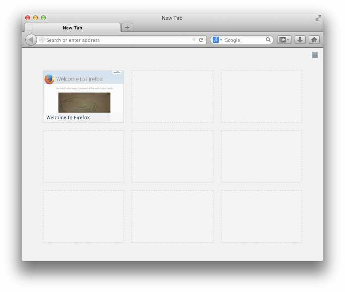 Screenshot einer fast leeren Tab-Seite.