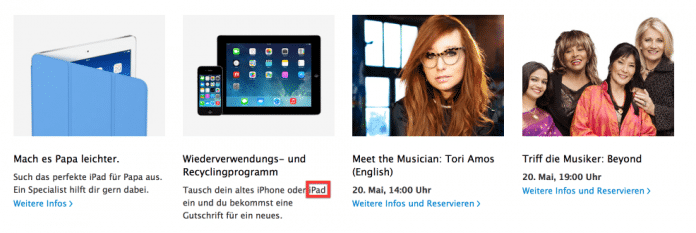 Screenshot Apple Retail Deutschland