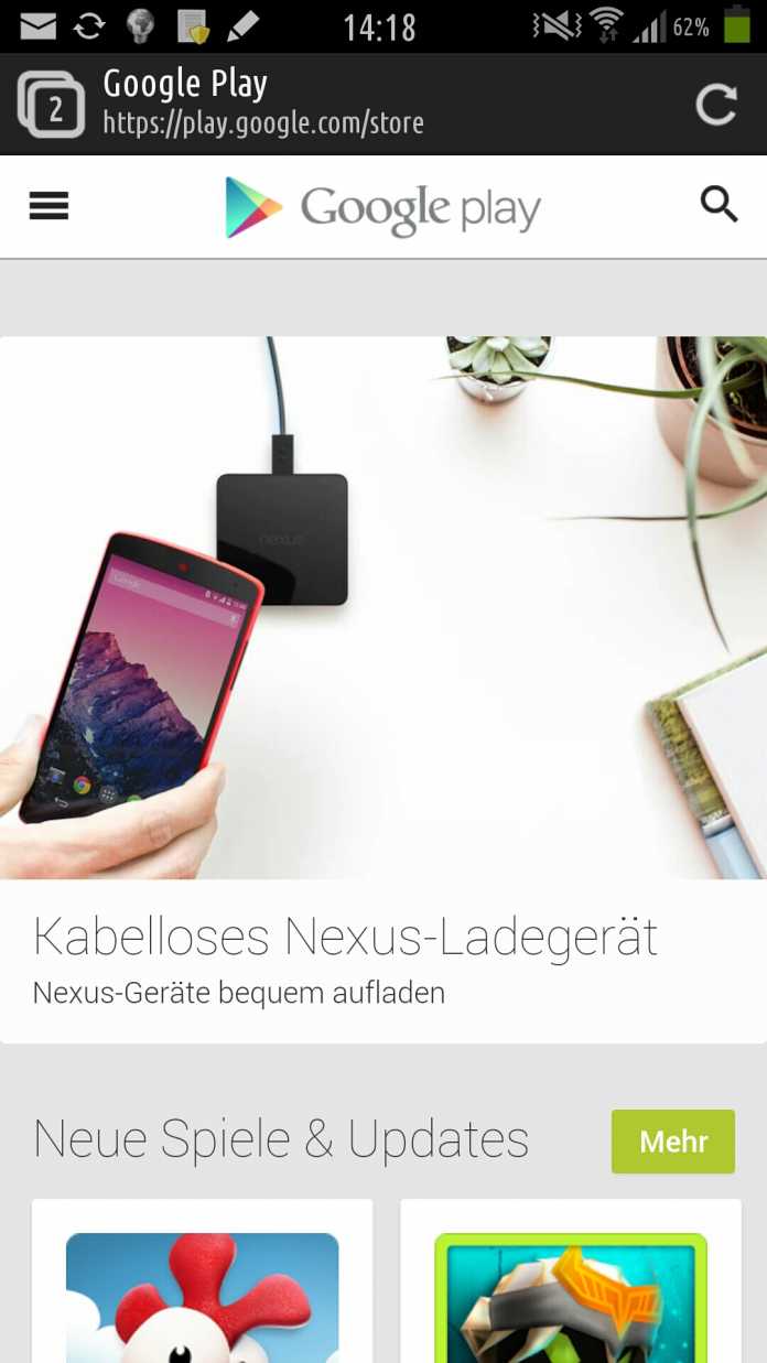Der Play-Store im Mobil-Browser.