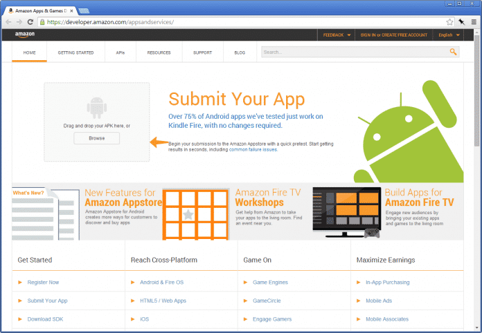 Amazons App-Entwickler-Plattform.