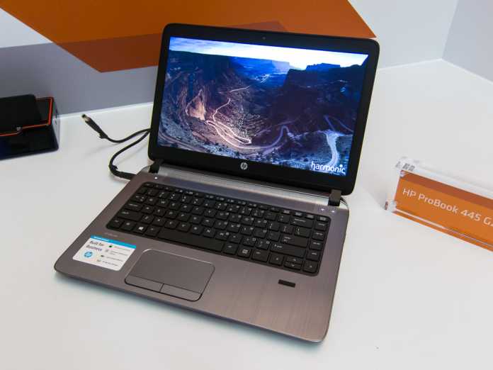 Auf der Computex zeigte AMD ein HP ProBook 445 G2 mit A6 PRO-7050B.