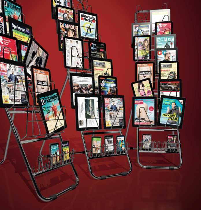 Der Absatz von Digitalzeitungen für Smartphones und Tablets stieg im ersten Quartal 2014 gegenüber 2013 um 64 Prozent auf 560.000 Exemplare