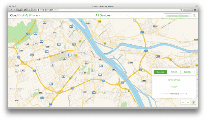 Die Beta von iCloud.com zeigt Apple Maps im Browser