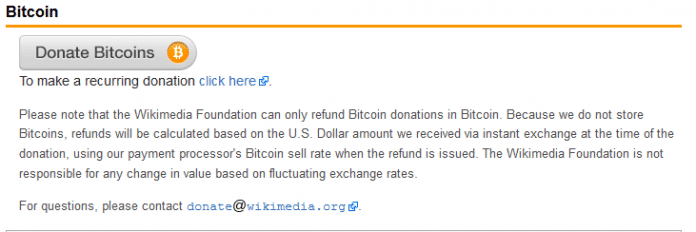 Bitcoinspenden für Wikimedia