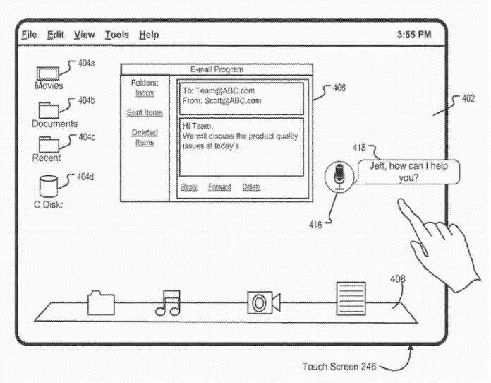 Patentauszug: Interessanterweise hat dieser Rechner auch einen Touchscreen.