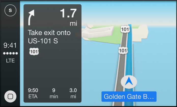 Navigationsdarstellung in CarPlay.