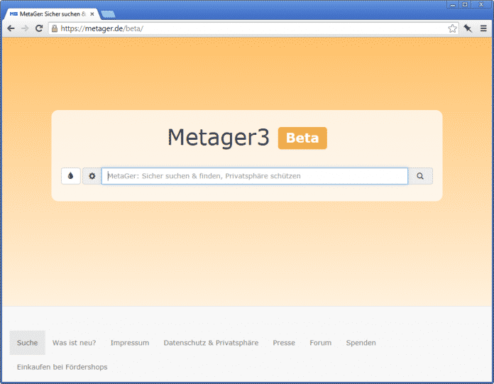 Mit einem aufgeräumten Design präsentiert sich die Suchmaschine MetaGer.