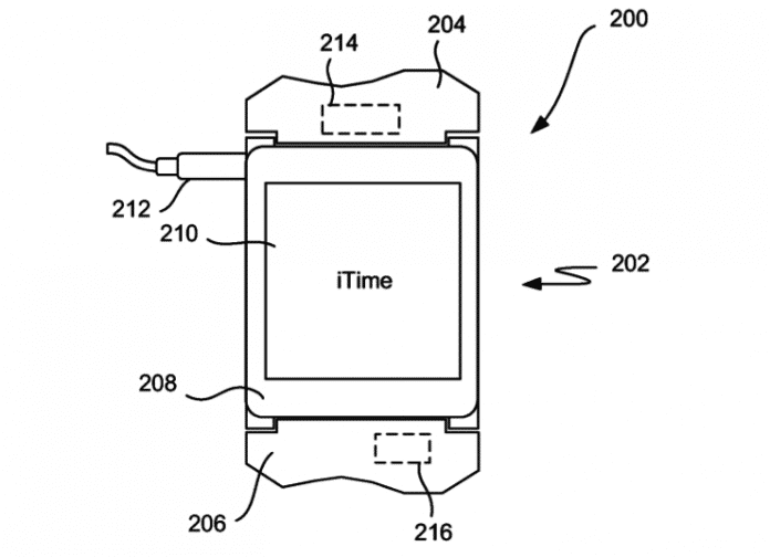 Skizze aus Apples Patent zu einer elektronischen Armbanduhr