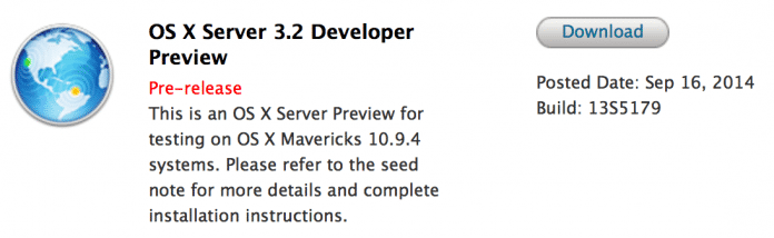Von OS X Server gibt es auch eine neue Beta.