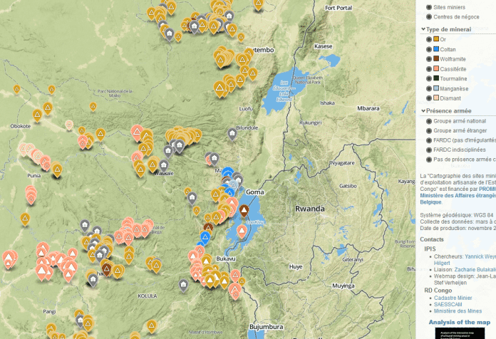 Eine interaktive Karte des IPIS-Institutes zeigt Minen im Ostkongo.