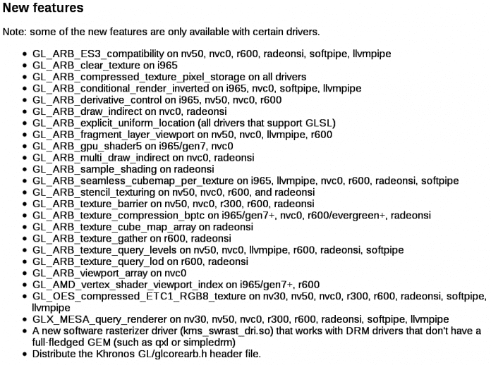 Mesa 10.3 unterstützt bereits einige OpenGL-4.x-Features.