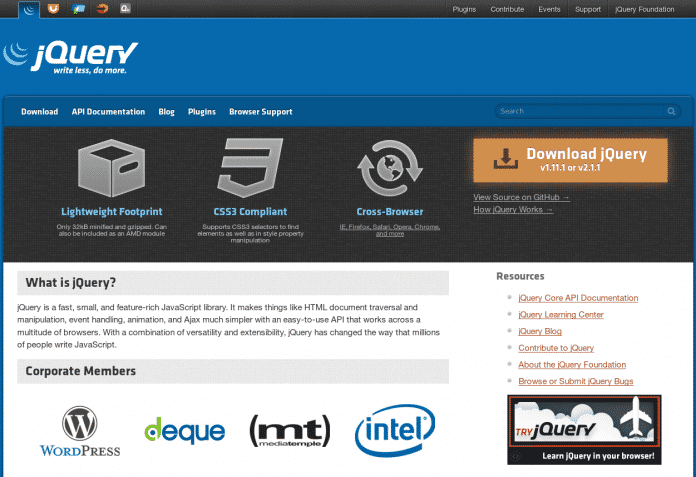 Die jQuery-Webseite