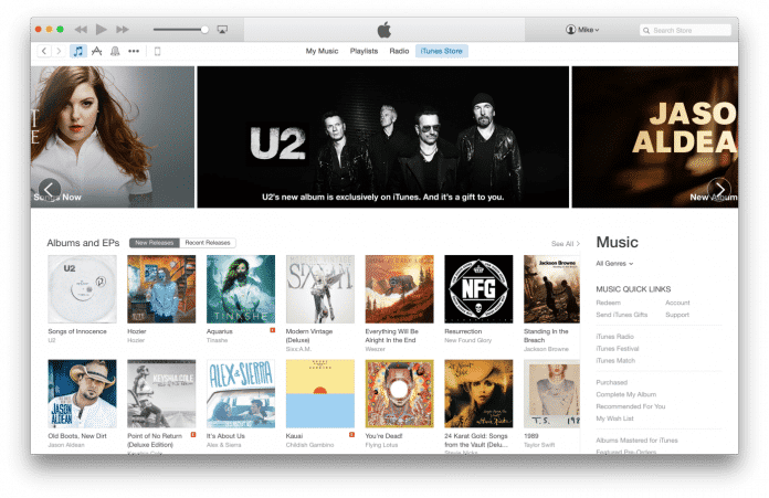 Blick in den iTunes-Laden unter OS X 10.10.