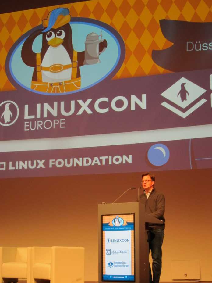 Jim Zemlin bei der Eröffnung der LinuxCon Europe 2014.