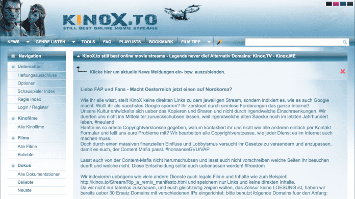 Die Betreiber von kinox.to versuchen IP-Sperren in Österreich technisch zu unterlaufen.