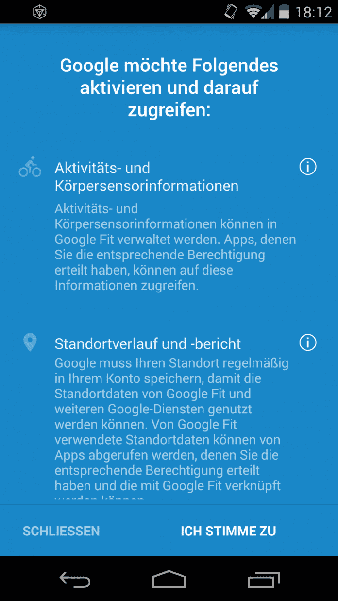 Google Fit läuft nicht ohne aktivierten Standortverlauf.