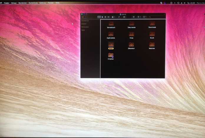 Schreibtisch von OS X Mavericks mit invertierten Farben (Abb. 4)
