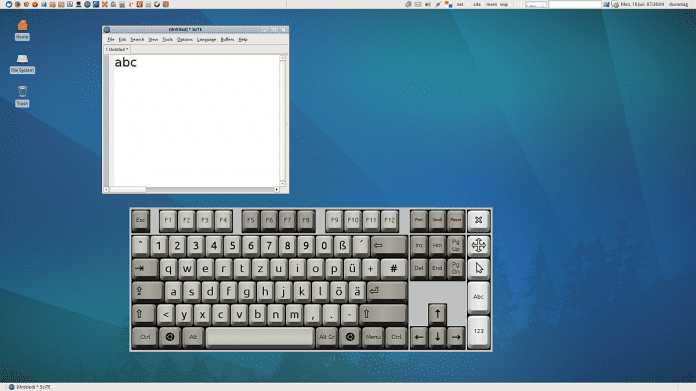 Linux-Desktop mit Bildschirmtastatur (Abb. 2)
